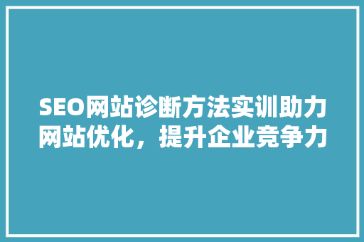 SEO网站诊断方法实训助力网站优化，提升企业竞争力