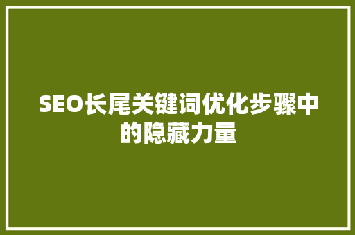SEO长尾关键词优化步骤中的隐藏力量  第1张