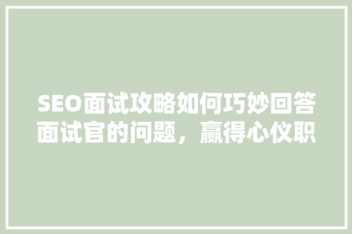 SEO面试攻略如何巧妙回答面试官的问题，赢得心仪职位