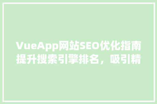 VueApp网站SEO优化指南提升搜索引擎排名，吸引精准流量