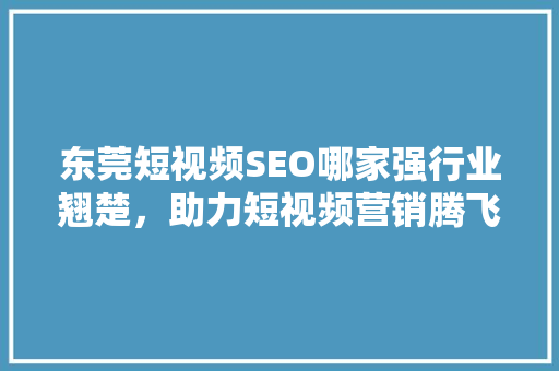 东莞短视频SEO哪家强行业翘楚，助力短视频营销腾飞