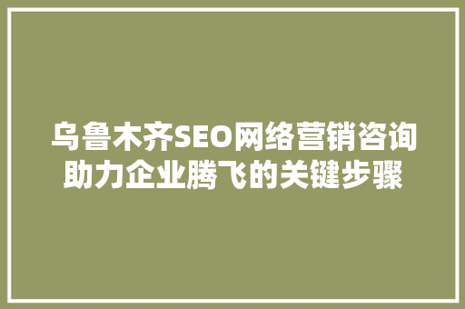 乌鲁木齐SEO网络营销咨询助力企业腾飞的关键步骤