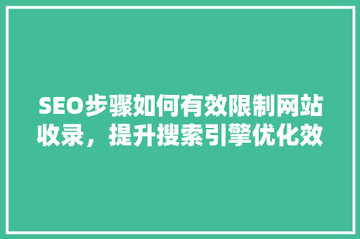 SEO步骤如何有效限制网站收录，提升搜索引擎优化效果