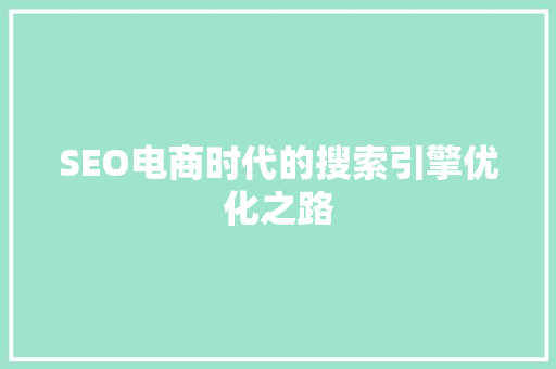 SEO电商时代的搜索引擎优化之路