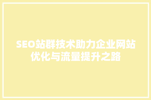 SEO站群技术助力企业网站优化与流量提升之路