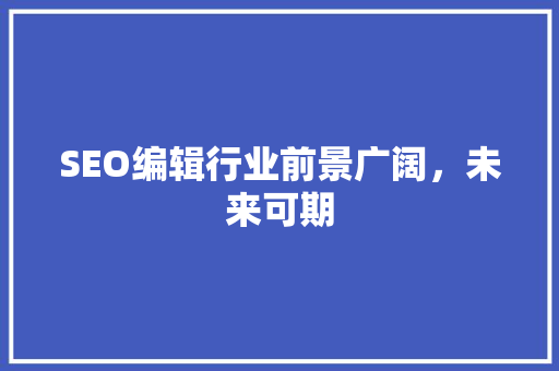 SEO编辑行业前景广阔，未来可期