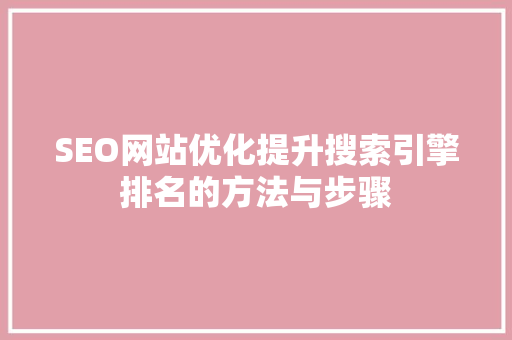 SEO网站优化提升搜索引擎排名的方法与步骤