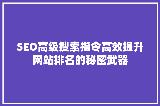 SEO高级搜索指令高效提升网站排名的秘密武器