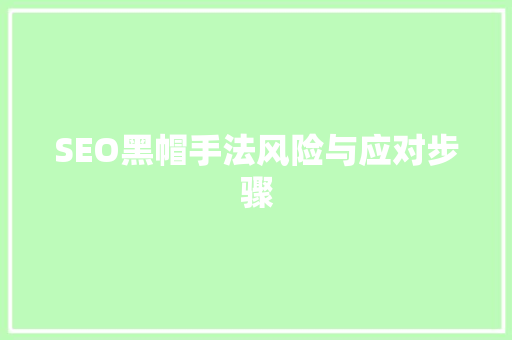 SEO黑帽手法风险与应对步骤