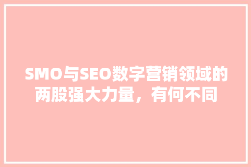 SMO与SEO数字营销领域的两股强大力量，有何不同