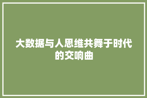 大数据与人思维共舞于时代的交响曲  第1张