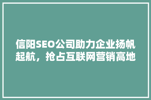 信阳SEO公司助力企业扬帆起航，抢占互联网营销高地  第1张