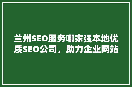 兰州SEO服务哪家强本地优质SEO公司，助力企业网站优化之路