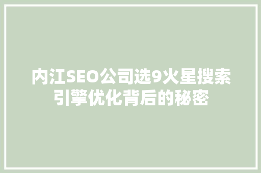 内江SEO公司选9火星搜索引擎优化背后的秘密
