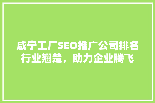 咸宁工厂SEO推广公司排名行业翘楚，助力企业腾飞