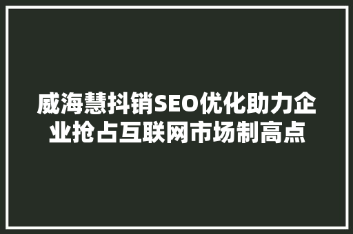 威海慧抖销SEO优化助力企业抢占互联网市场制高点  第1张