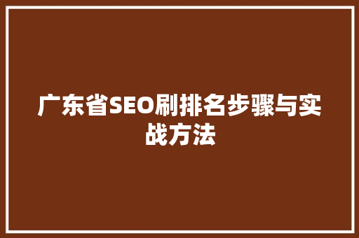 广东省SEO刷排名步骤与实战方法