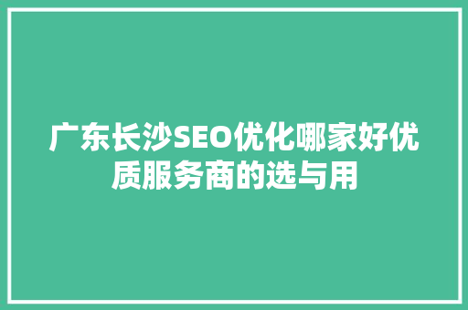 广东长沙SEO优化哪家好优质服务商的选与用