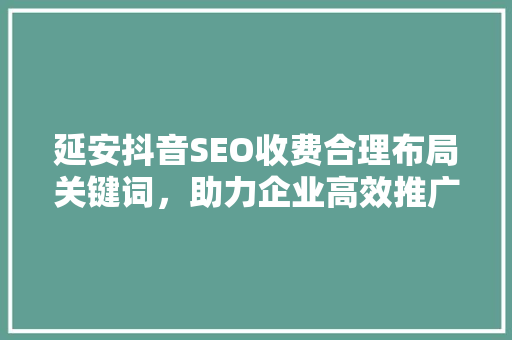 延安抖音SEO收费合理布局关键词，助力企业高效推广