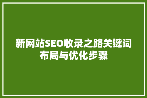 新网站SEO收录之路关键词布局与优化步骤
