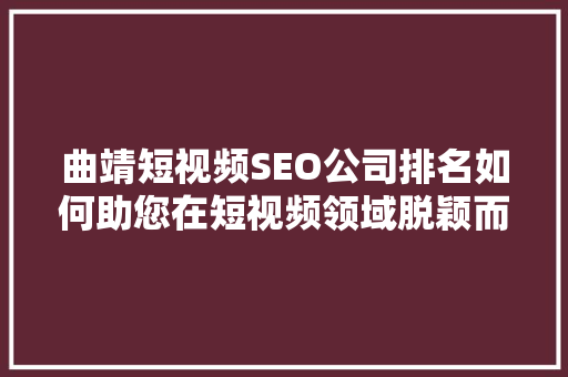 曲靖短视频SEO公司排名如何助您在短视频领域脱颖而出