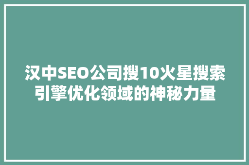 汉中SEO公司搜10火星搜索引擎优化领域的神秘力量
