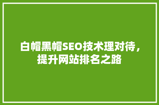白帽黑帽SEO技术理对待，提升网站排名之路