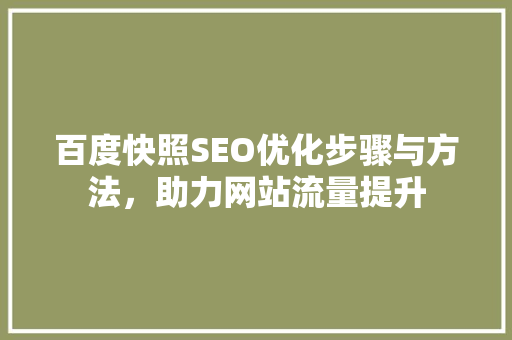百度快照SEO优化步骤与方法，助力网站流量提升