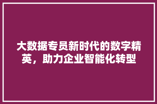 大数据专员新时代的数字精英，助力企业智能化转型  第1张