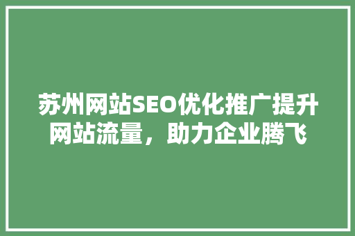苏州网站SEO优化推广提升网站流量，助力企业腾飞