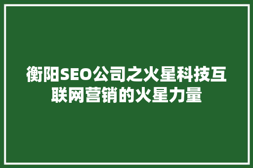 衡阳SEO公司之火星科技互联网营销的火星力量