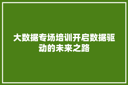 大数据专场培训开启数据驱动的未来之路  第1张