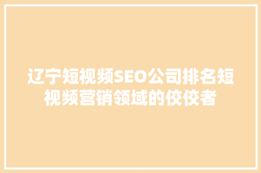 辽宁短视频SEO公司排名短视频营销领域的佼佼者