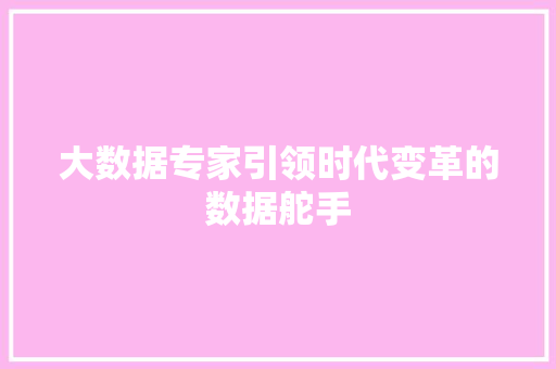 大数据专家引领时代变革的数据舵手  第1张