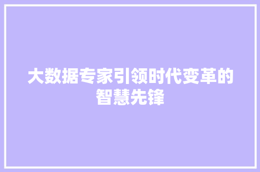 大数据专家引领时代变革的智慧先锋  第1张
