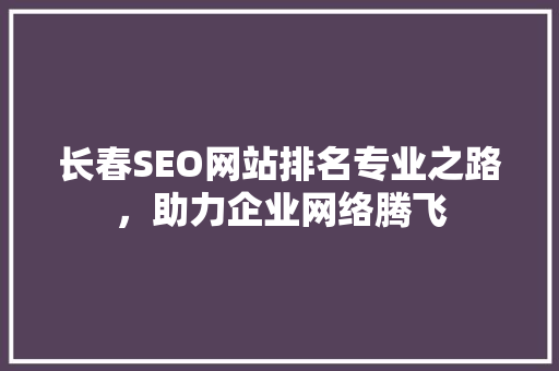 长春SEO网站排名专业之路，助力企业网络腾飞  第1张