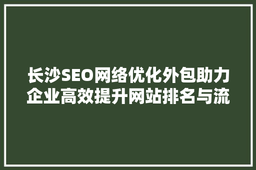 长沙SEO网络优化外包助力企业高效提升网站排名与流量