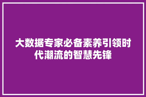 大数据专家必备素养引领时代潮流的智慧先锋  第1张