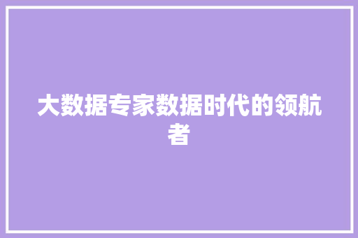 大数据专家数据时代的领航者  第1张