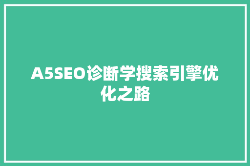 A5SEO诊断学搜索引擎优化之路