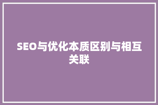 SEO与优化本质区别与相互关联