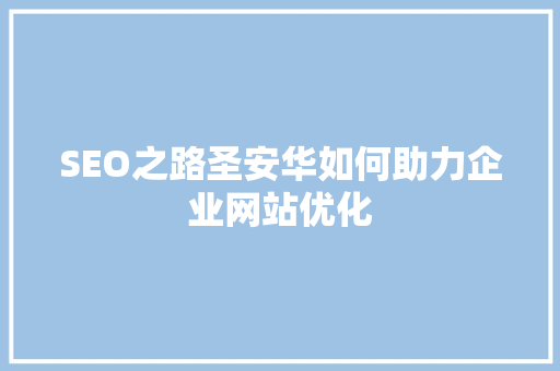 SEO之路圣安华如何助力企业网站优化