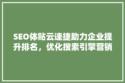 SEO体贴云速捷助力企业提升排名，优化搜索引擎营销步骤  第1张
