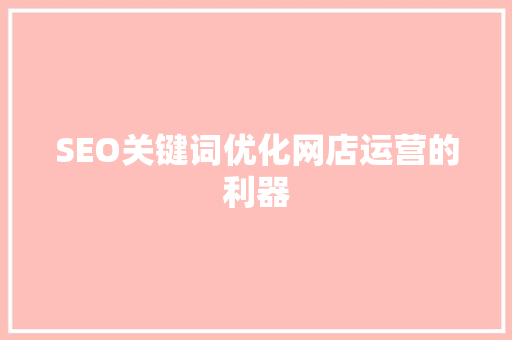 SEO关键词优化网店运营的利器