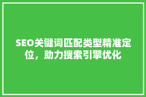 SEO关键词匹配类型精准定位，助力搜索引擎优化
