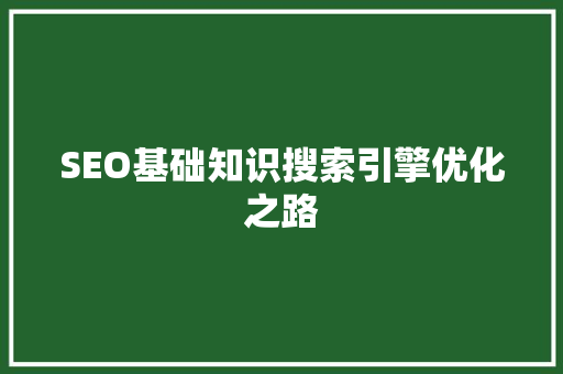 SEO基础知识搜索引擎优化之路