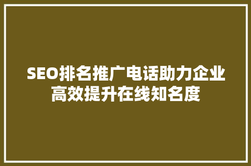 SEO排名推广电话助力企业高效提升在线知名度