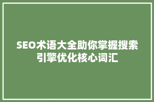 SEO术语大全助你掌握搜索引擎优化核心词汇