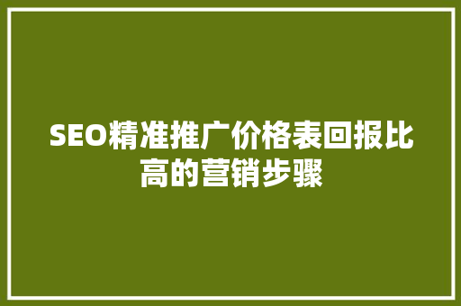 SEO精准推广价格表回报比高的营销步骤