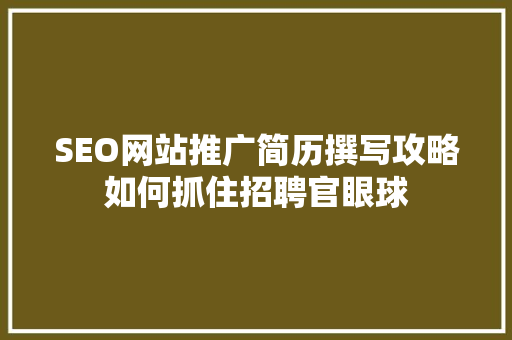 SEO网站推广简历撰写攻略如何抓住招聘官眼球